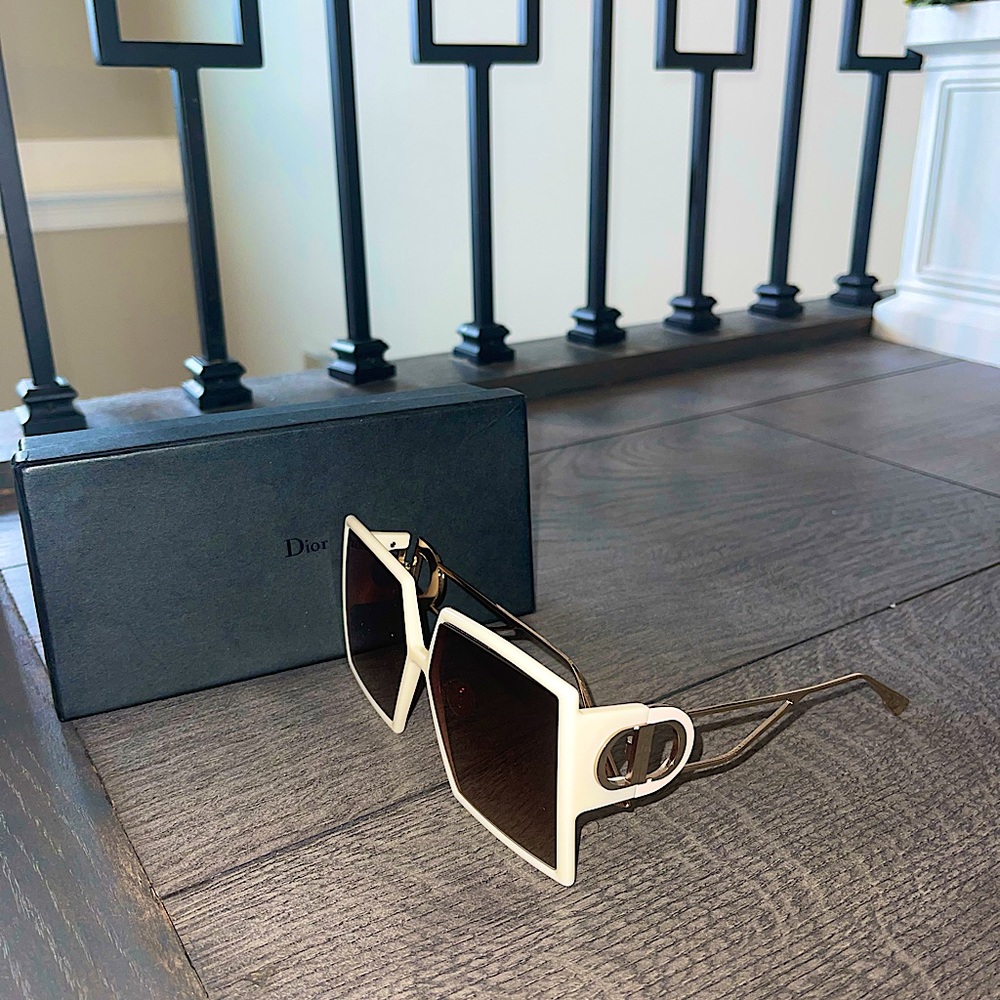 Dior Women's Cream and Gold Square Glasses